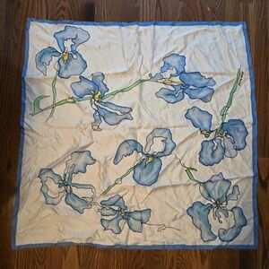 Floral Blue and White Scarf